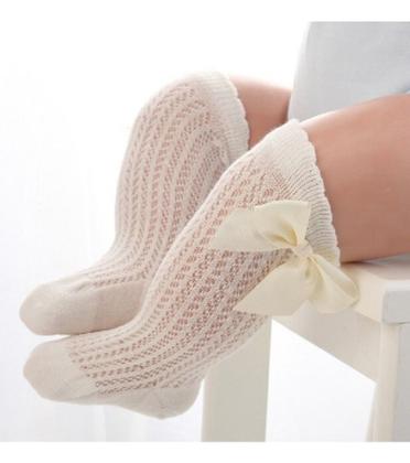 Imagem de 10 Meias Bebê 3/4 Batizado Com Laço Atacado Papilloo