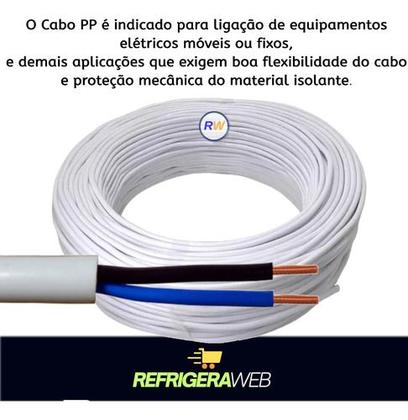 Imagem de 10 Metros Cabo Comando Pp 2 Vias 1,5mm Rolo Branco Ou Preto