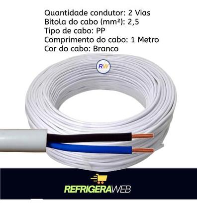 Imagem de 10 Metros Cabo Comando Pp 2 Vias 1,5mm Rolo Branco Ou Preto