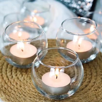 Imagem de 10 Mini Vasos Castiçal De Vidro Redondo Para Vela 250ml