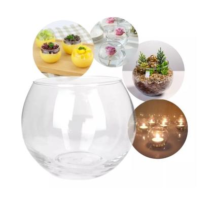 Imagem de 10 Mini Vasos Castiçal De Vidro Redondo Para Vela 250ml