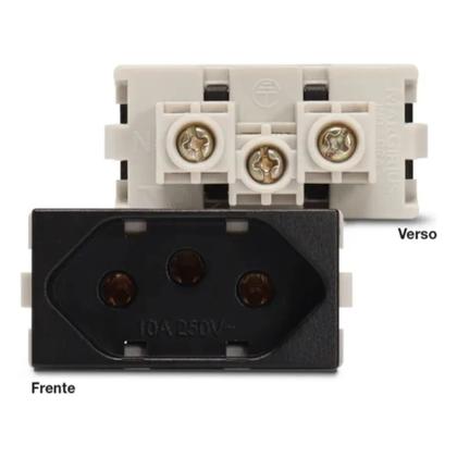 Imagem de 10 Módulos Tomada 2P+T 10A Ebony Clean Margirius 16817