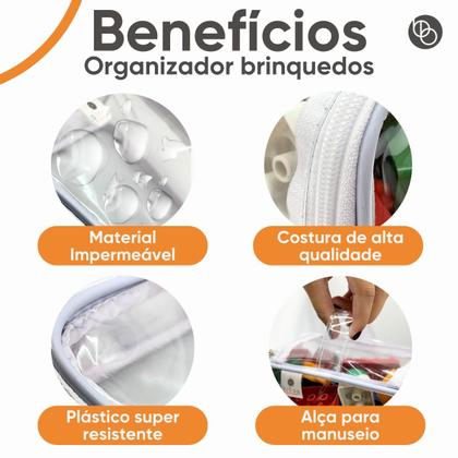 Imagem de 10 Organizador de Brinquedo Bonecá Carrinhos Blocos Montar PVC Resistente C/Alça impermeavél