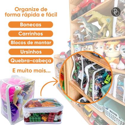 Imagem de 10 Organizador de Brinquedo Bonecá Carrinhos Blocos Montar PVC Resistente C/Alça impermeavél