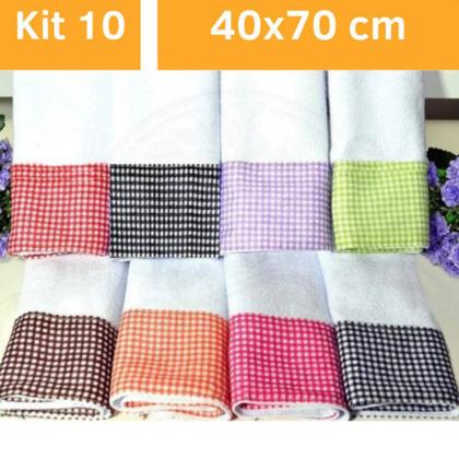 Imagem de 10 Panos De Prato Copa Barrado Pé De Galinha Kit Atacado    