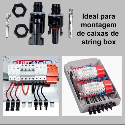 Imagem de 10 Pares Conector MC4 Rosca M12 Energia Solar Stringbox