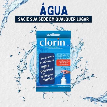 Imagem de 10 Pastilhas Clorin Água Potável Multiuso Livre Bactérias