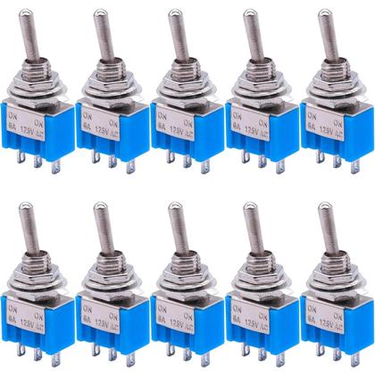 Imagem de 10 Peças De Interruptor Mini Toggle DPDT 2 Pinos 2 Posições ON/OFF 6A 125V