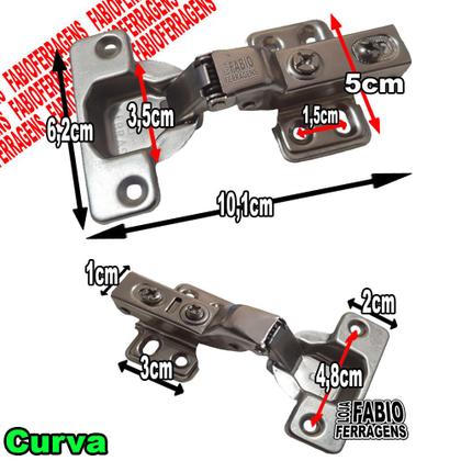 Imagem de 10 Peças - Dobradiça Para Armario Com Amortecedor De 35mm Curva