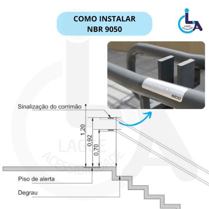 Imagem de 10 pisos tátil alerta pvc 25x25cm+kit escada acessivel 7x3cm