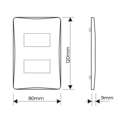 Imagem de 10 Placa Com Suporte Fame Habitat Black 4X2 Para 2 Módulos Horizontais Distanciados Preto