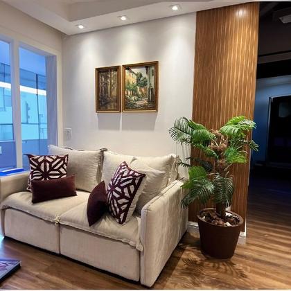 Imagem de 10 Placas Adesivas Painel Madeira Ripada Montável Mdf 38x11cm PREMIUM