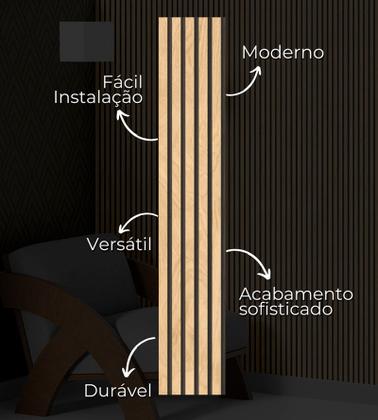 Imagem de 10 Placas Autocolante Revestimento De Parede Efeito Ripado Carvalho Premium MDF