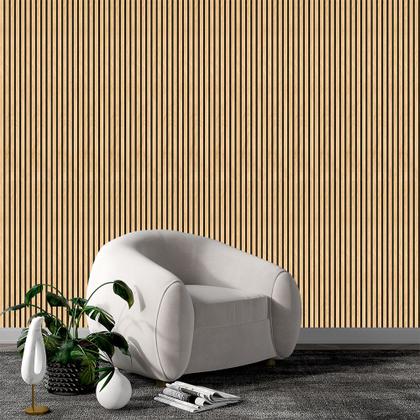 Imagem de 10 Placas Autocolante Revestimento De Parede Efeito Ripado Carvalho Premium MDF