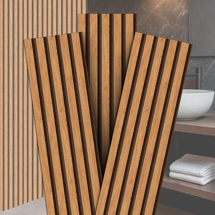 Imagem de 10 Placas Autocolante Revestimento De Parede Ripado Premium MDF