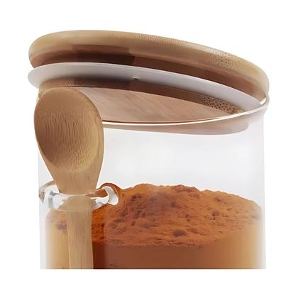 Imagem de 10 Potes de Vidro Hermético Com Tampa e Colher Bambu Multiuso 950ml