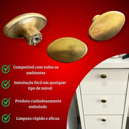 Imagem de 10 Puxadores Ponto Oval de alta qualidade, 36mm em metal