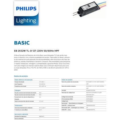 Imagem de 10 Reatores Eletrônico Philips 2x32w Bivolt Tl5 AFP 60Hz