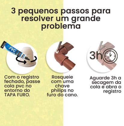 Imagem de 10 Reparo Tapa Furo Buraco Vazamento Cano D'água + Cola Pvc