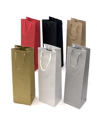 Imagem de 10 Sacolas de Papel kraft para garrafa de vinho: 35x11x9cm Cor:Preta