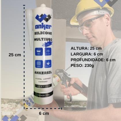 Imagem de 10 Silicone Acético Vedação Incolor + Aplicador Profissional