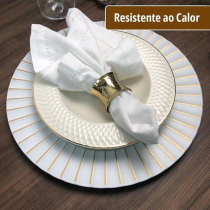 Imagem de 10 Sousplat Redondo Mesa Posta Plástico Alto Padrão Lisa Br