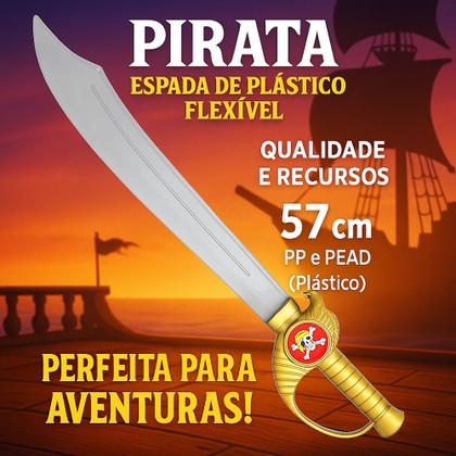 Imagem de 10 Super Espadas de Brinquedo Piratas Caribe Jack Sparrow Infantil Dourada 57cm