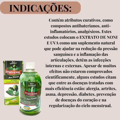 Imagem de 10 Suplemento Alimentar All Natural Extrato de Noni e Hortelã Frasco 500ml