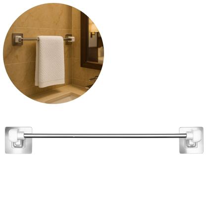 Imagem de 10 Suportes Porta Toalha Inox Adesivo De Rosto Barra de 44,5cm