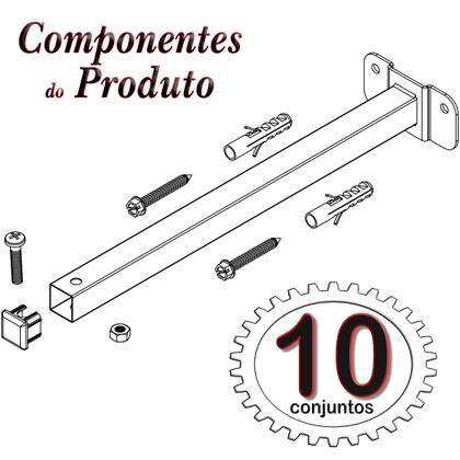 Imagem de 10 SUPORTES REFLETOR BASE RETA BRAÇO 40 cm 10 Cjts