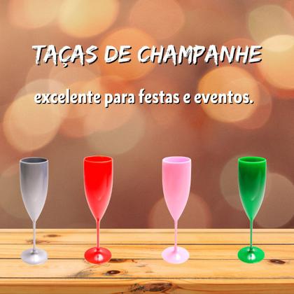 Imagem de 10 Taças De Champanhe Acrílico Solido Colorido 150Ml