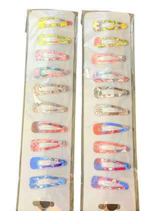 Imagem de 10 Tic Tac presilhas em miniatura coloridas estampadas 3cm