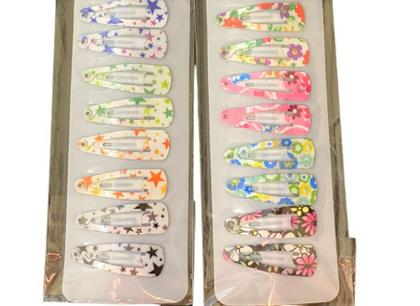 Imagem de 10 Tic Tac presilhas em miniatura coloridas estampadas 3cm