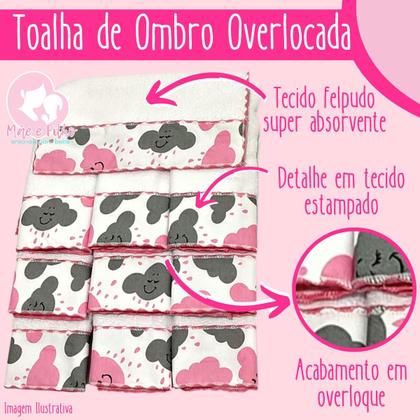 Imagem de 10 Toalhas de Ombro para Bebê 100% Algodão 40x20 cm - Mãe e Filho Enxovais