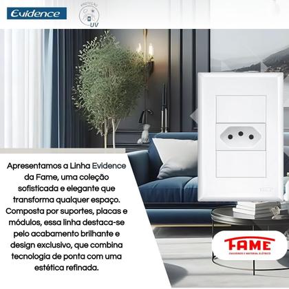 Imagem de 10 Tomadas Padrão 2P+T 10A Com Placa Evidence - FAME