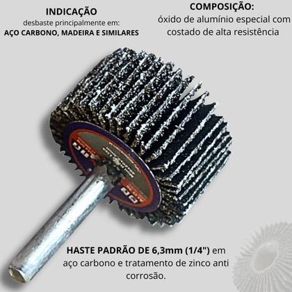 Imagem de 10 Un Roda Lixa Haste Micro Retifica 40 X 20mm Grão 80 DISFLEX