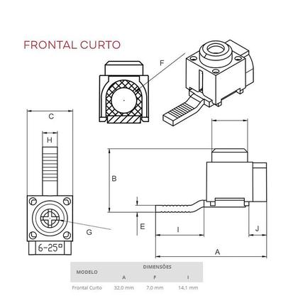 Imagem de 10 Und. Conector Genérico Frontal 6mm - 25mm (Terminal P/ Disjuntor)