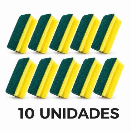 Imagem de 10 unidades Esponja Lava Louças Dupla Face Anatômica Protege Unhas Pegada Ergonômica Limpeza Delicada