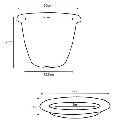 Imagem de 10 Vasos Siena Redondo 20cm com Pratos para Flores Plantas 