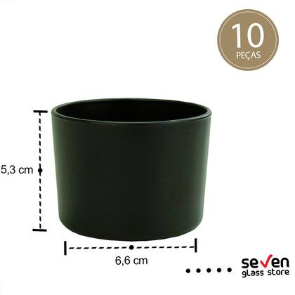 Imagem de 10 Vidros Copo Para Vela 156ml Preto Fosco C/ Tampa de Madeira