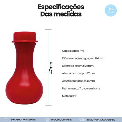 Imagem de 100 Botijas para Armazenamento de Oleos de Plastico 7ml