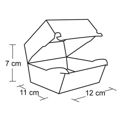 Imagem de 100 Caixas Caixinhas Para Hamburguer Embalagem Kraft Delivery 7cm (A) x 12cm (L) x 11cm (C)