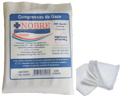 Imagem de 100 Compressa de Gaze Esteril 13 fios 10 Pacotes com 10un Nobre