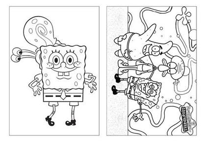 Imagem de 100 Desenhos Bob Esponja Para Colorir E Pintar 50 Folhas Avulsas A4! 2 Desenhos Por Folha!