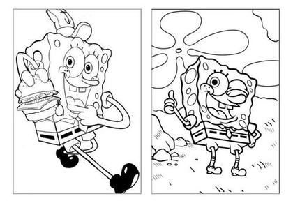 Imagem de 100 Desenhos Bob Esponja Para Colorir E Pintar 50 Folhas Avulsas A4! 2 Desenhos Por Folha!