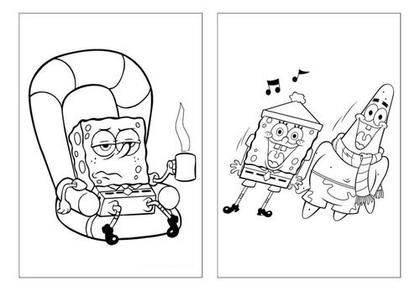 Imagem de 100 Desenhos Bob Esponja Para Colorir E Pintar 50 Folhas Avulsas A4! 2 Desenhos Por Folha!