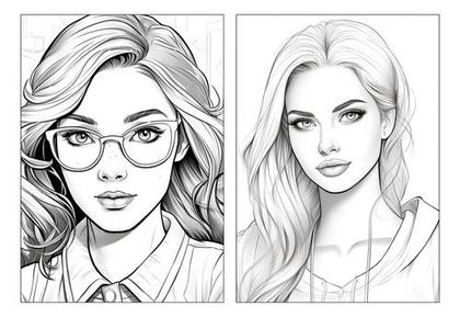 100 Desenhos De Rostos Realistas Para Colorir E Pintar - 50 Folhas ...