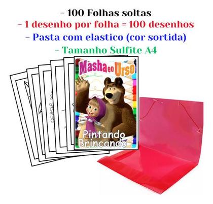 Imagem de 100 Desenhos Masha E O Urso Para Colorir E Pintar 100 Folhas Avulsas A4! 1 Desenho Por Folha!