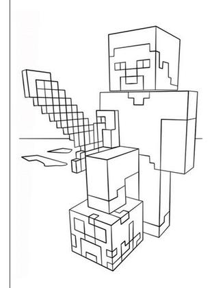 Imagem de 100 Desenhos Minecraft Para Colorir E Pintar 100 Folhas Avulsas A4! 1 Desenho Por Folha!