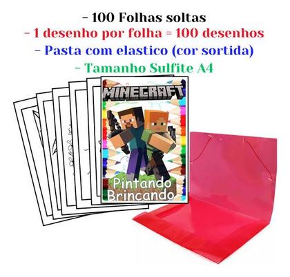 Imagem de 100 Desenhos Minecraft Para Colorir E Pintar 100 Folhas Avulsas A4! 1 Desenho Por Folha!